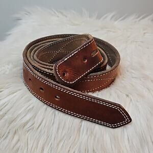 Bullhide Belt Men's Brown Leather Belt with white Stitch